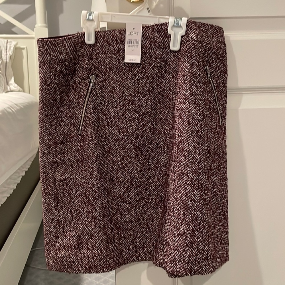 LOFT Purple Tweed Mini Skirt Size 4 (NWT)